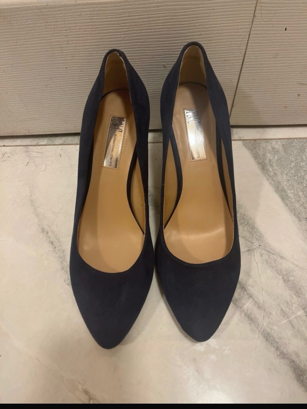 INC International Concepts Navy Suede Pointed Toe Pumps